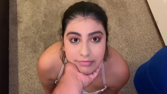 Baby Selena-Shy Innocent Muslim Teen gives Amazing Blowjob for Facial!